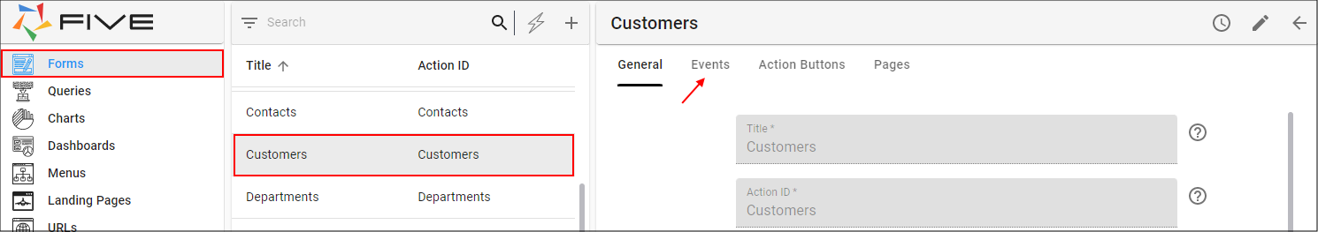 Add an Event to a Saved Form