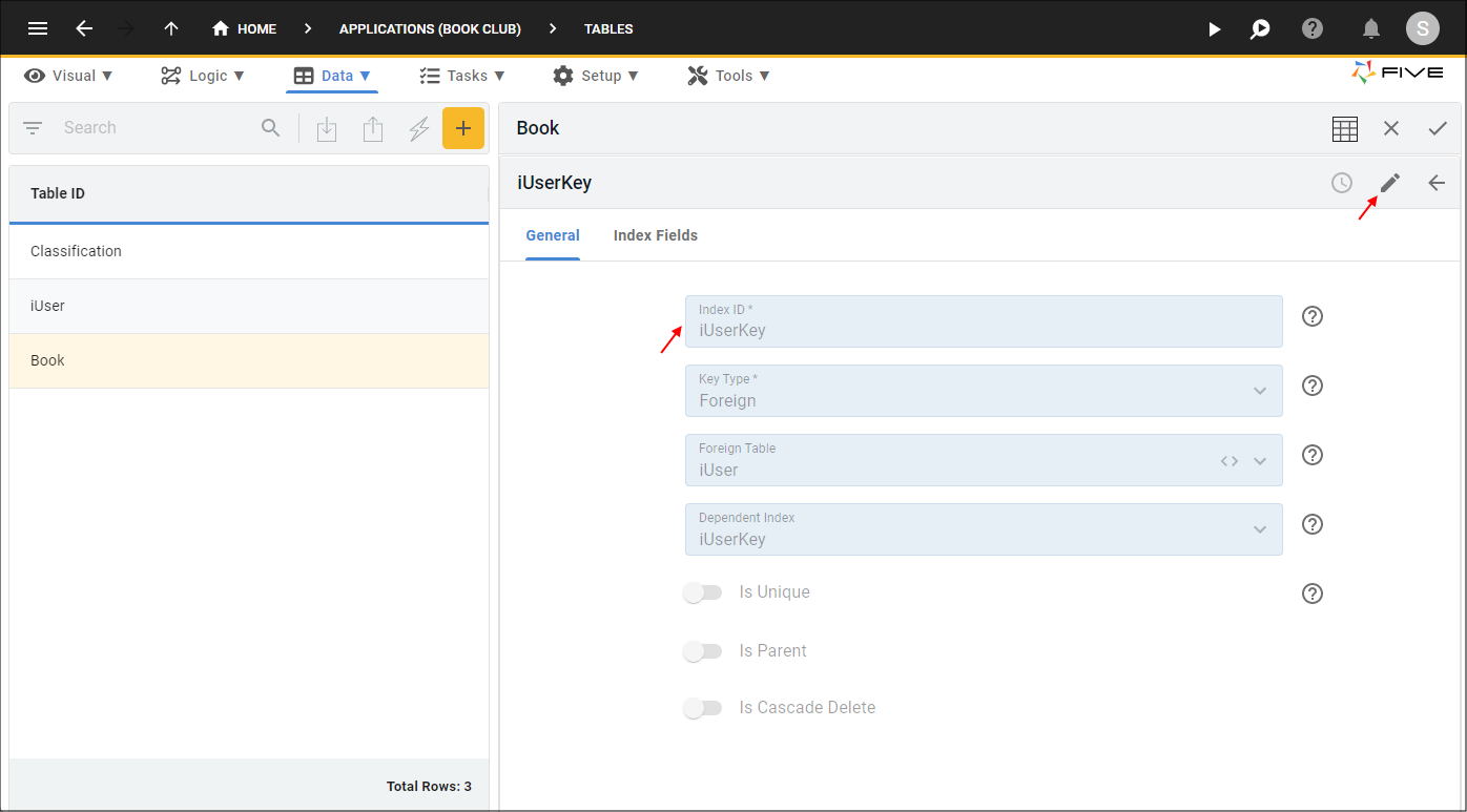 Edit the iUserKey Index Record