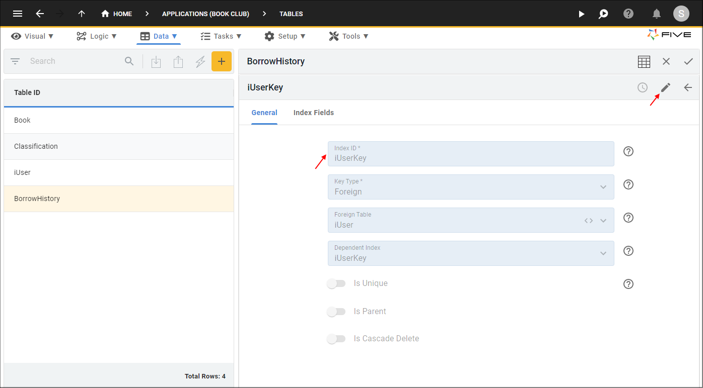 Edit the iUserKey Index Record