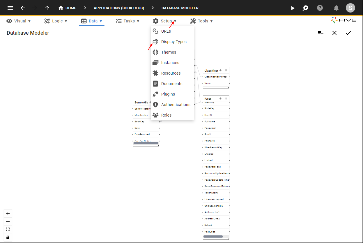 Display Types Menu Item