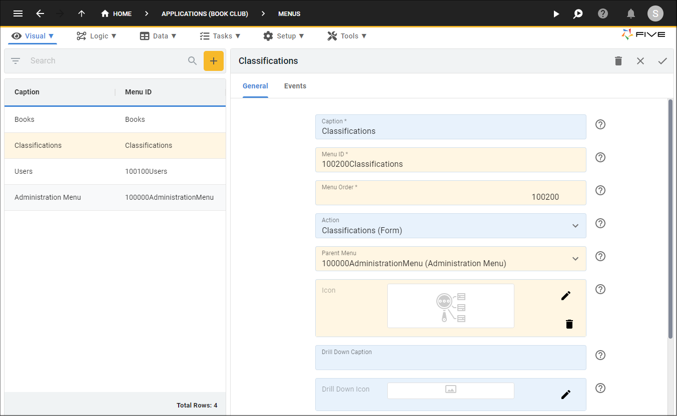 Edit the Classifications Menu