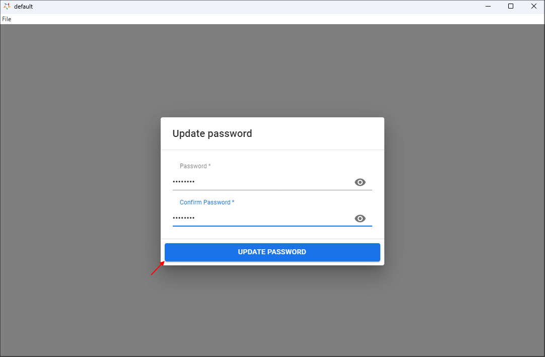 Update Password Window