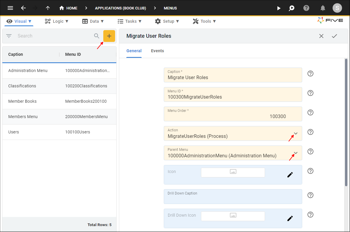 Add the Migrate User Role Menu