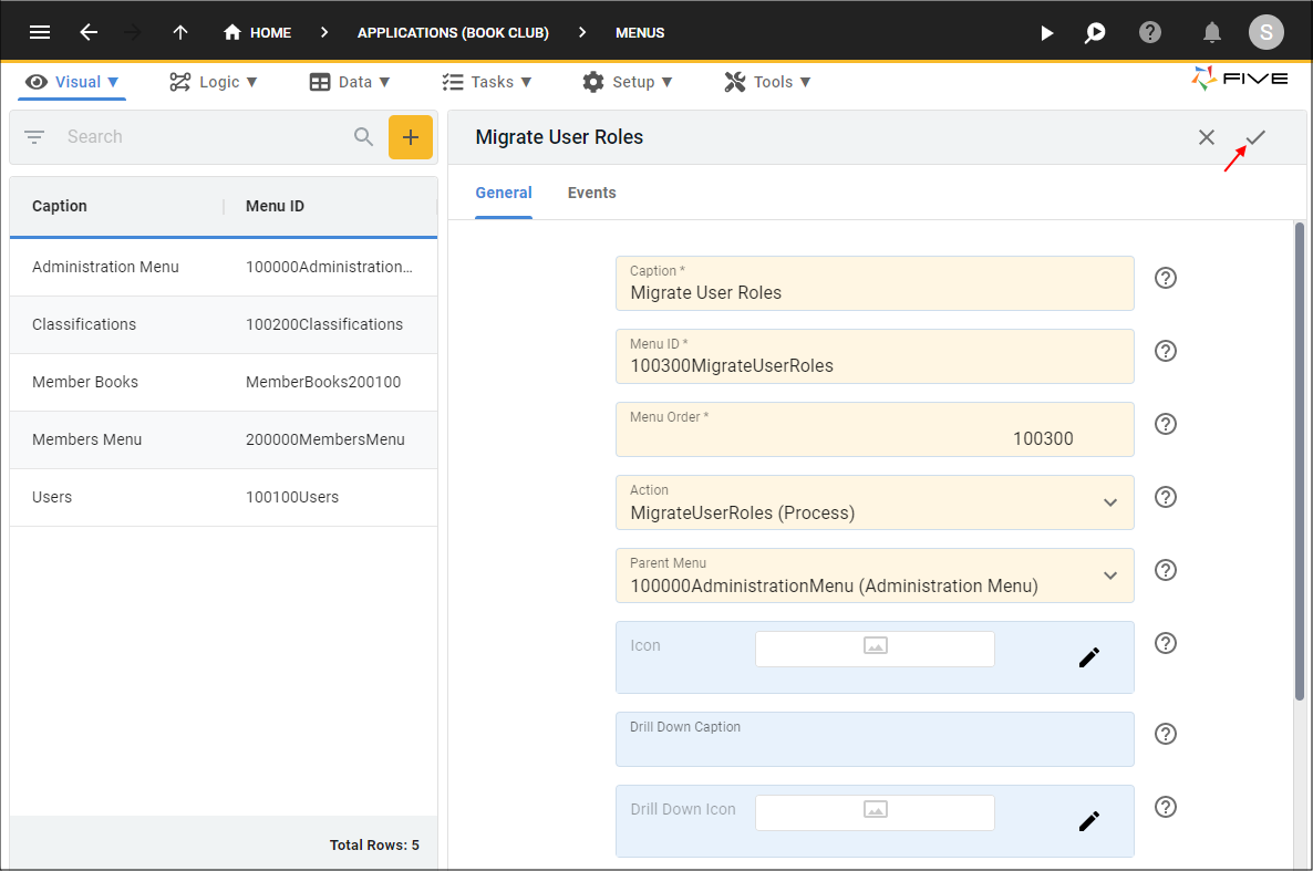 Save the Migrate User Role Menu