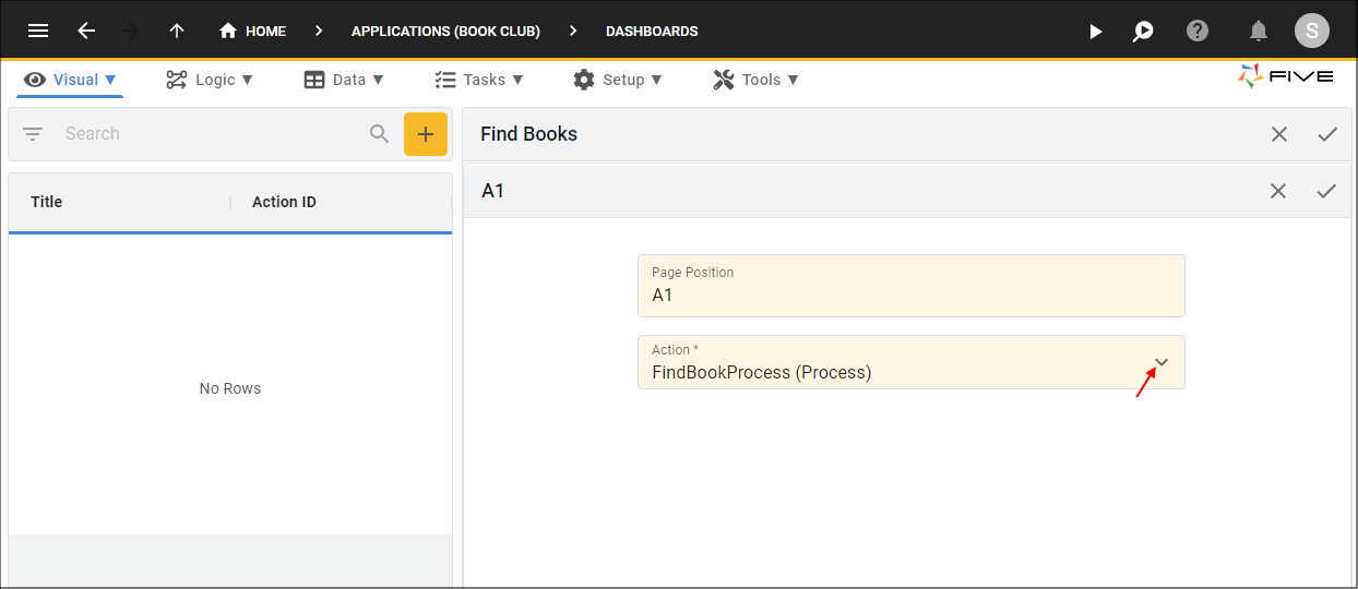 Attach the FindBookProcess Action