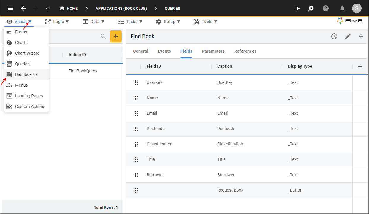 Dashboards Menu Item