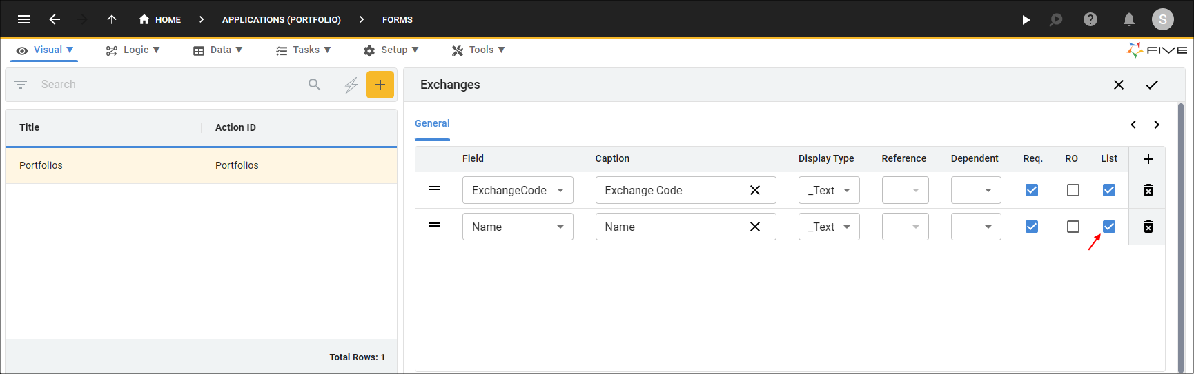 Exchanges Form Fields