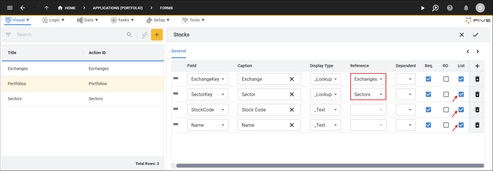 Stocks Form Fields