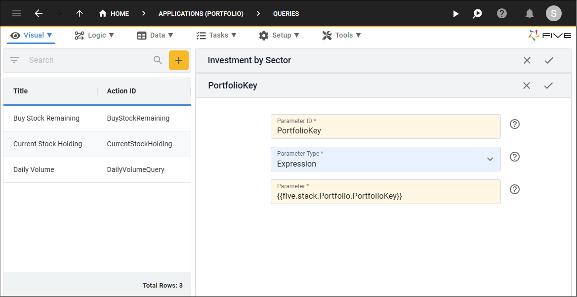 Add the PortfolioKey Parameter