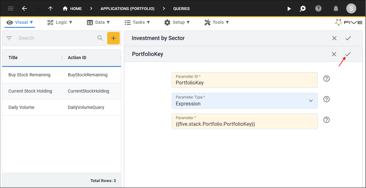 Save the PortfolioKey Parameter