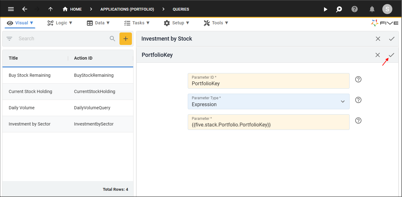 Save the PortfolioKey Parameter