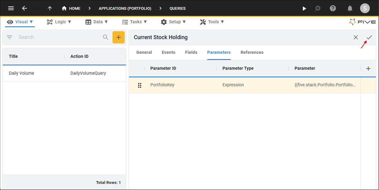 Save the Current Stock Holding Query