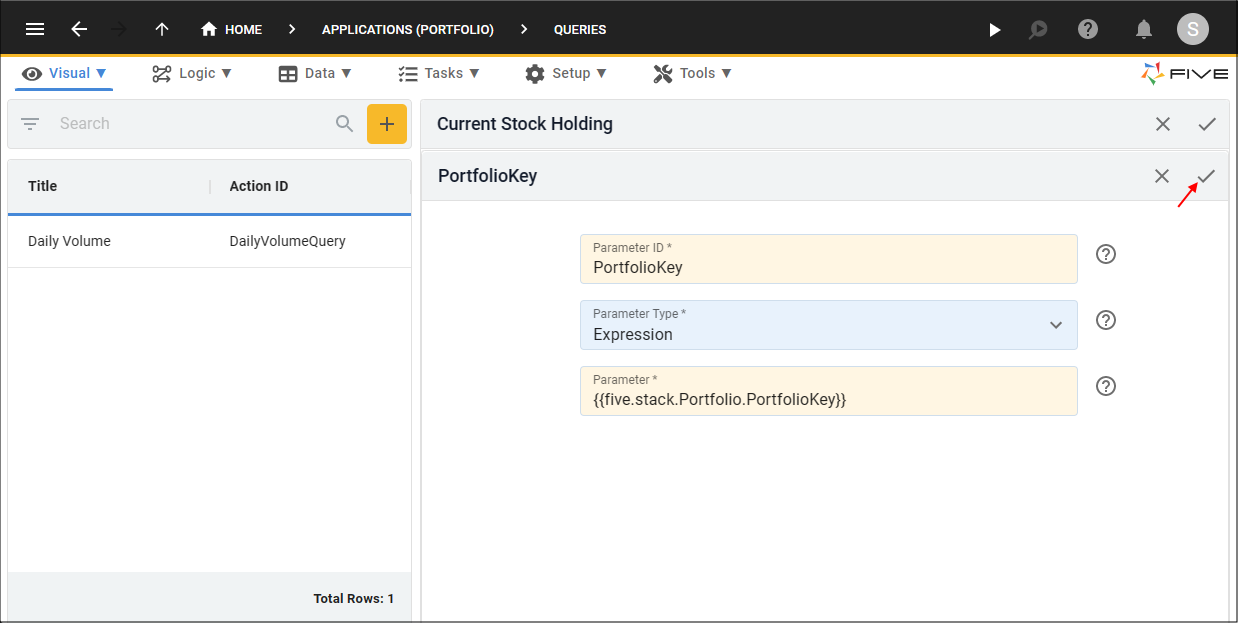 Save the PortfolioKey Parameter