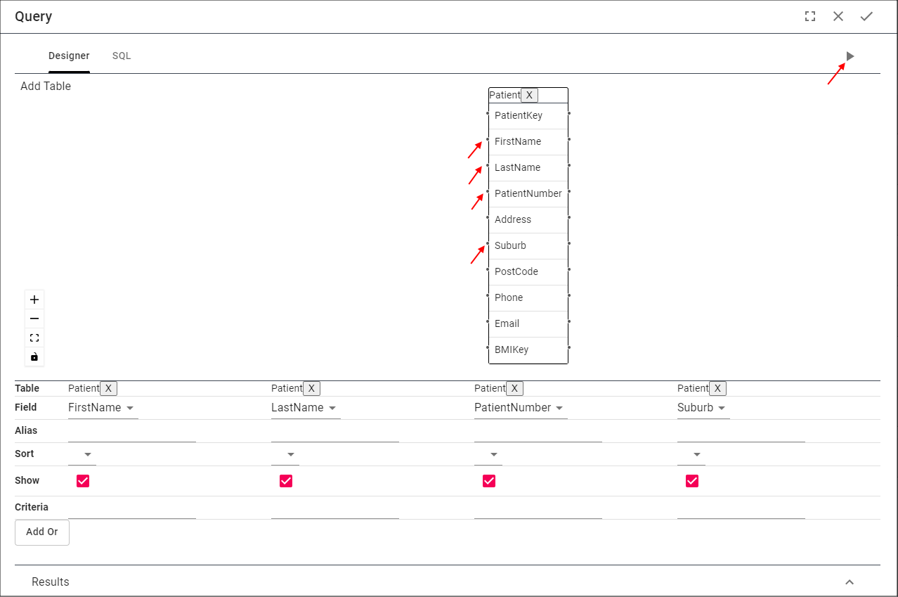 Select Fields and Run the Query