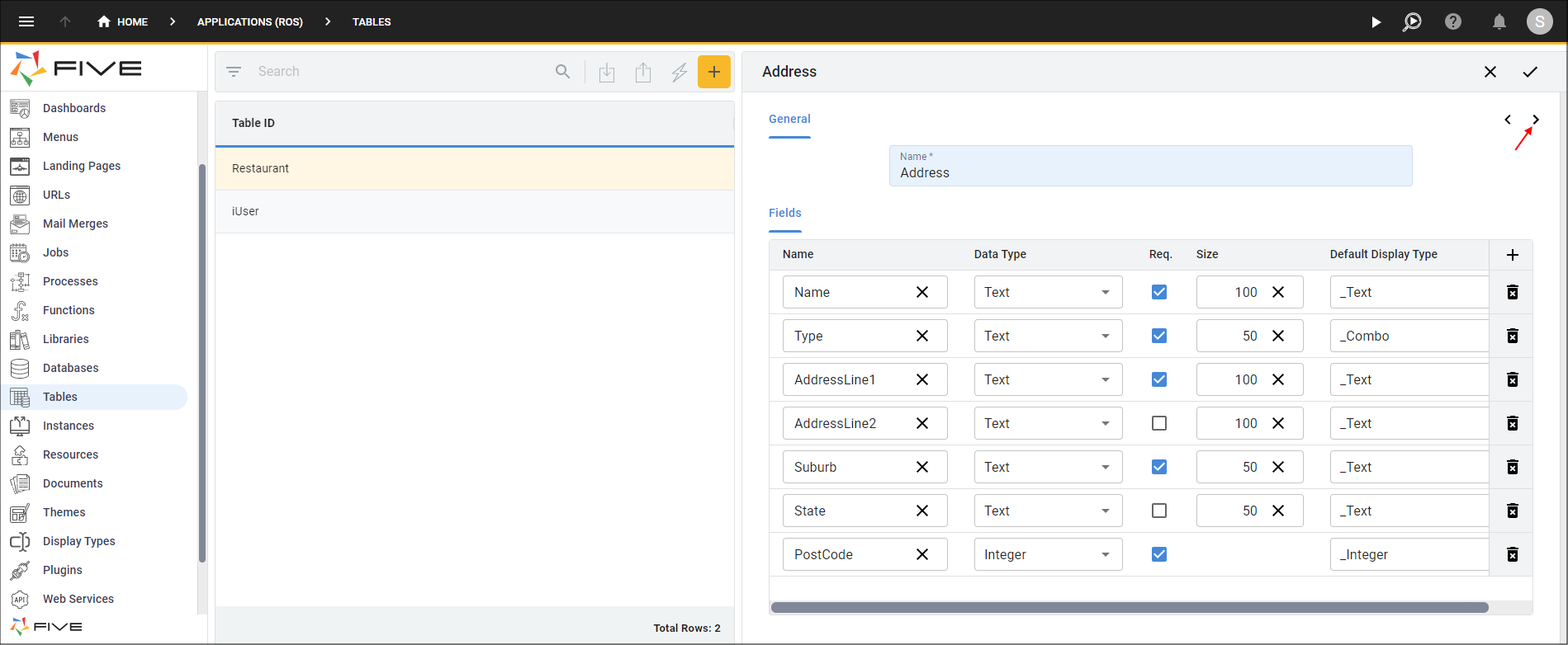 Add the Fields for the Address Table