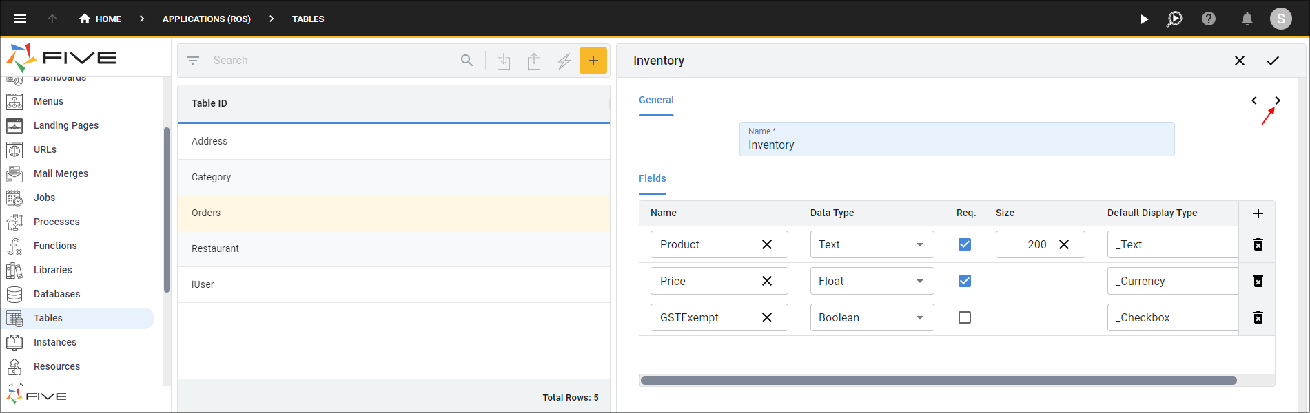 Add the Fields for the Inventory Table