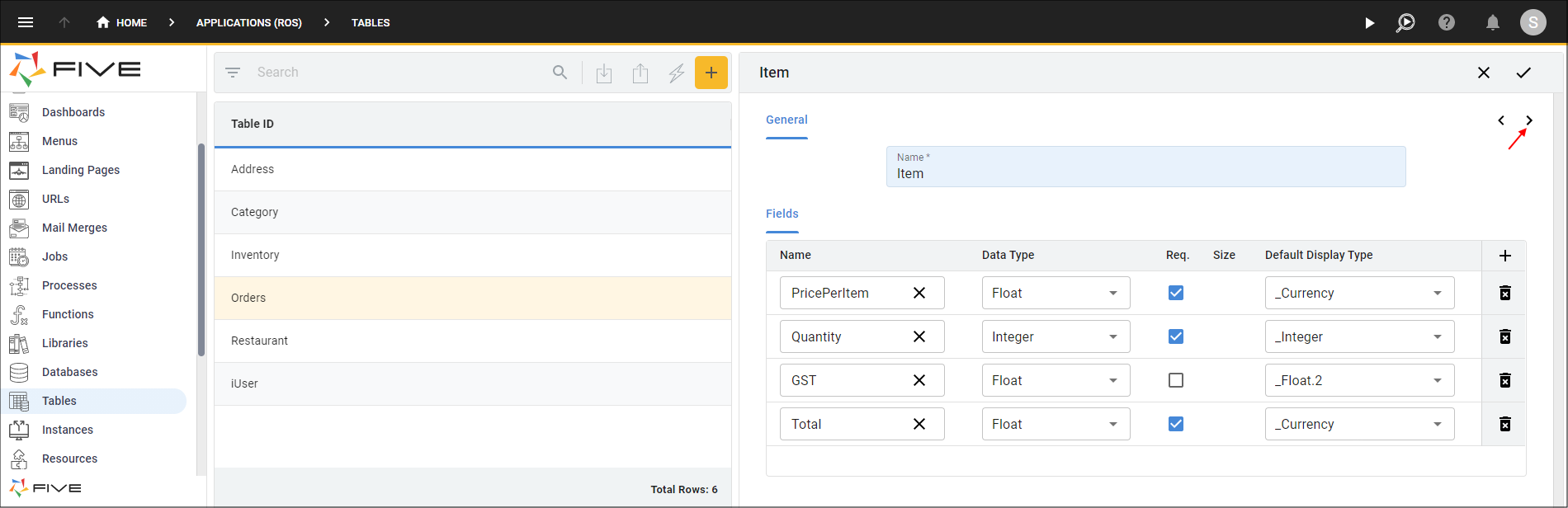 Add the Fields for the Item Table