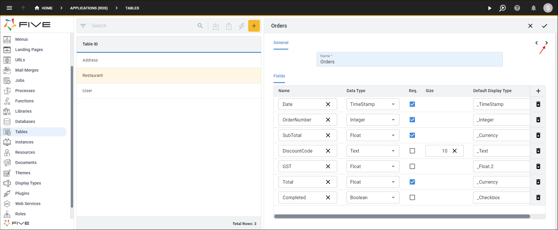 Add the Fields for the Orders Table