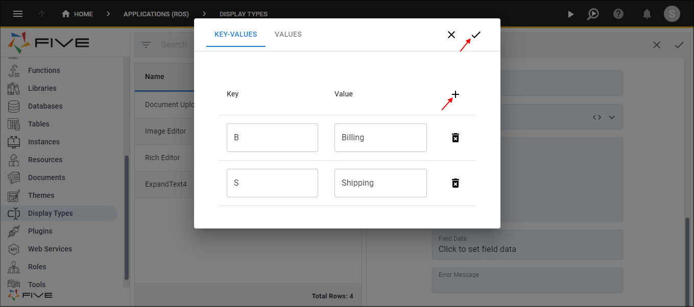 Field Data Dialog Window