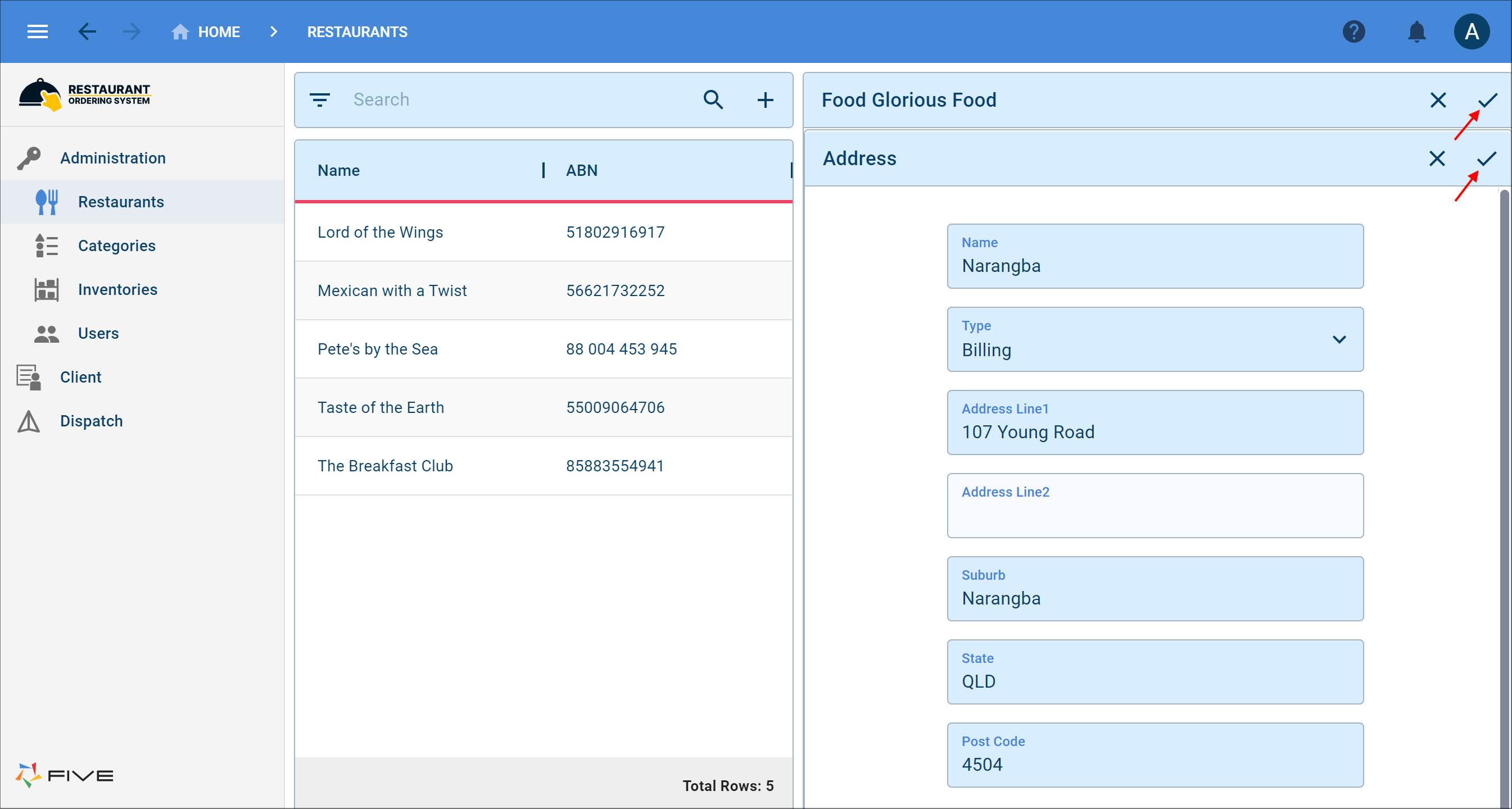 Add an Address and Save the Restaurant Form