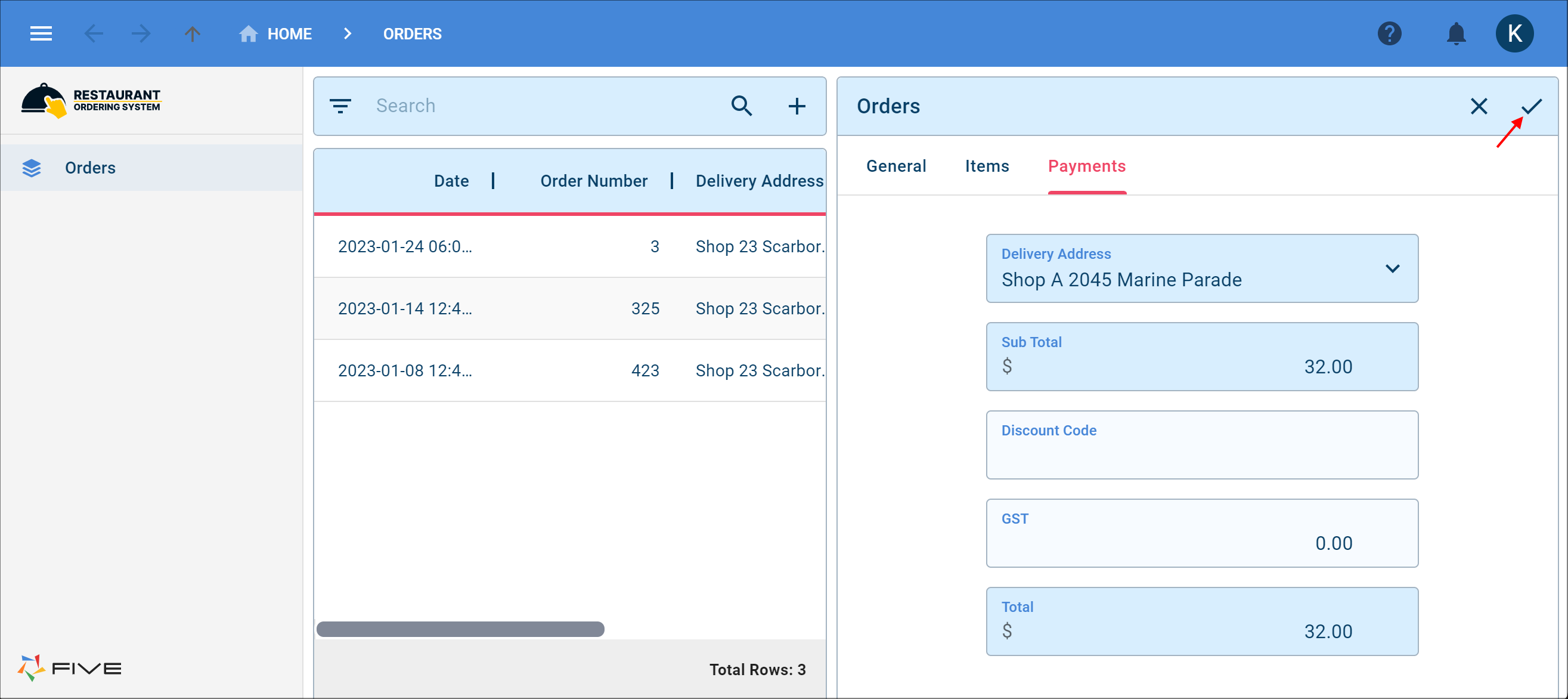 Add a Payment and Save the Orders Form