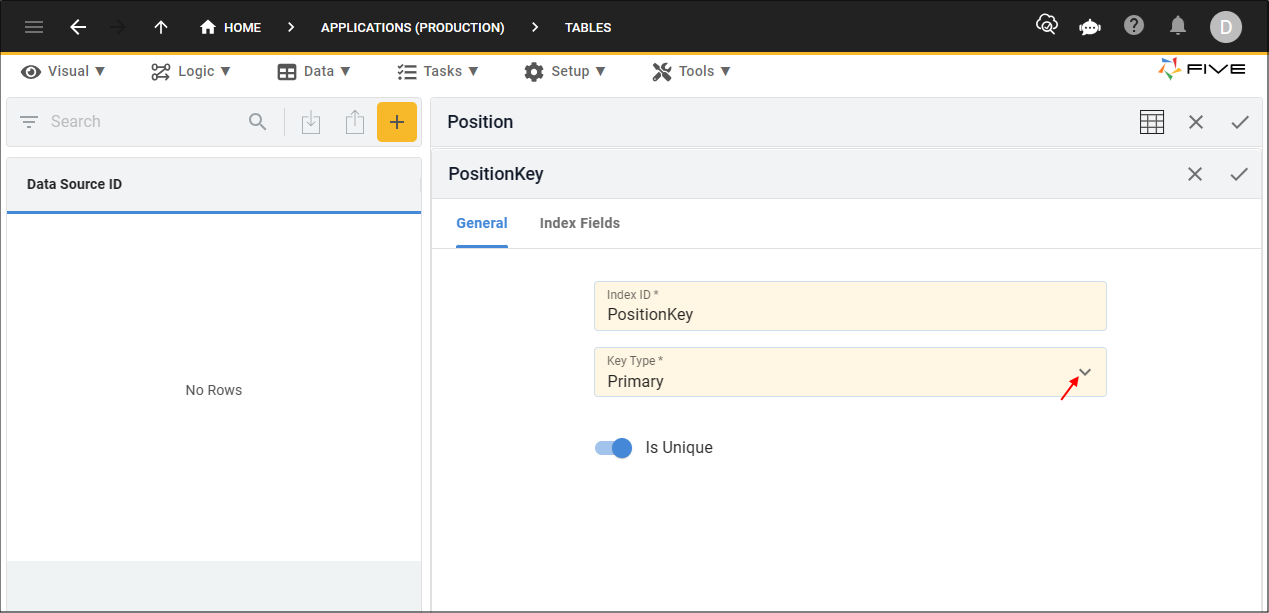 Add the primary key index