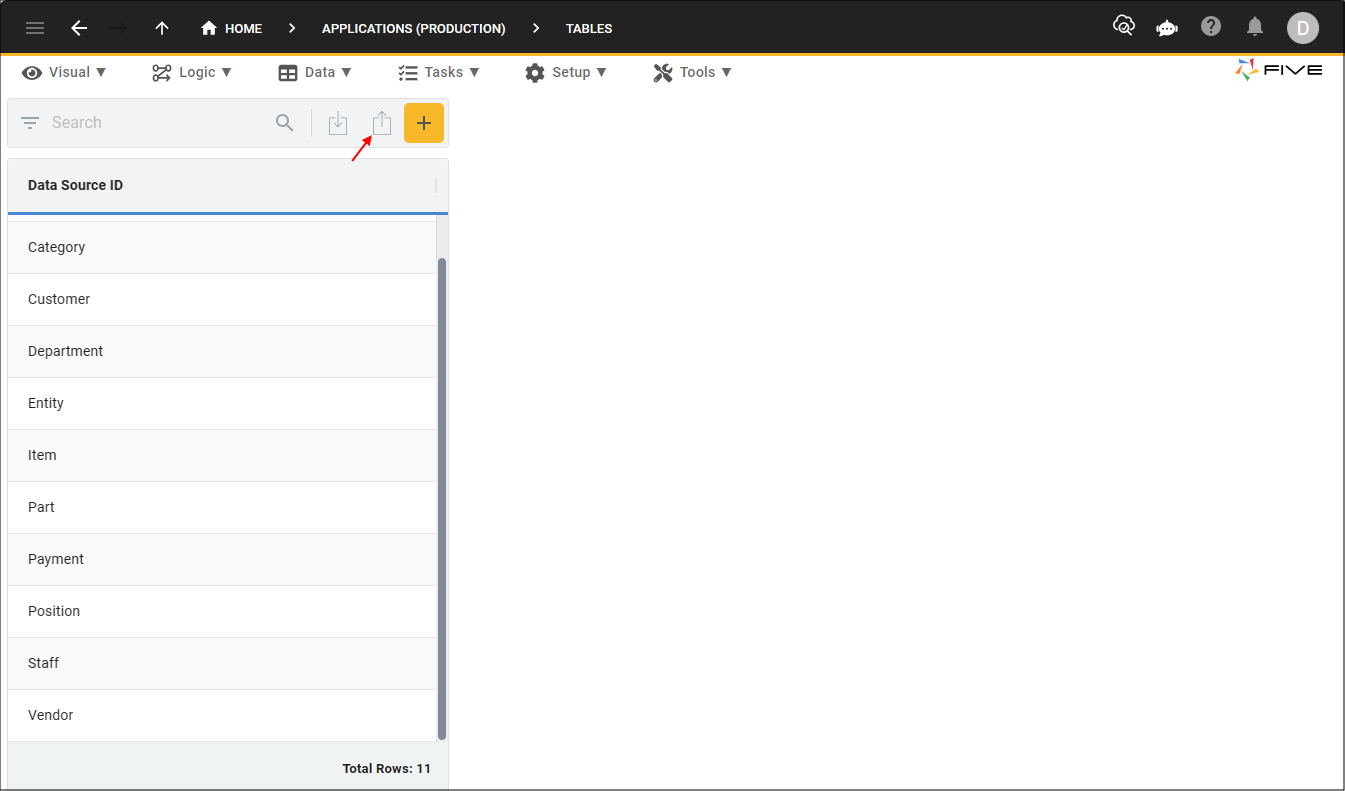 Export Table to CSV button