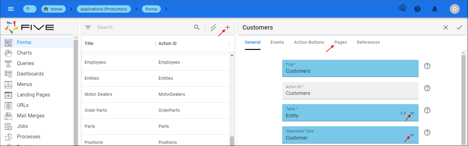 Add a Form with a Dependent Table