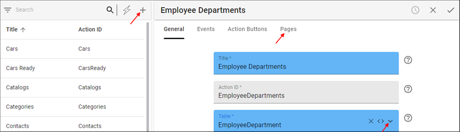 Add the Employee Departments form