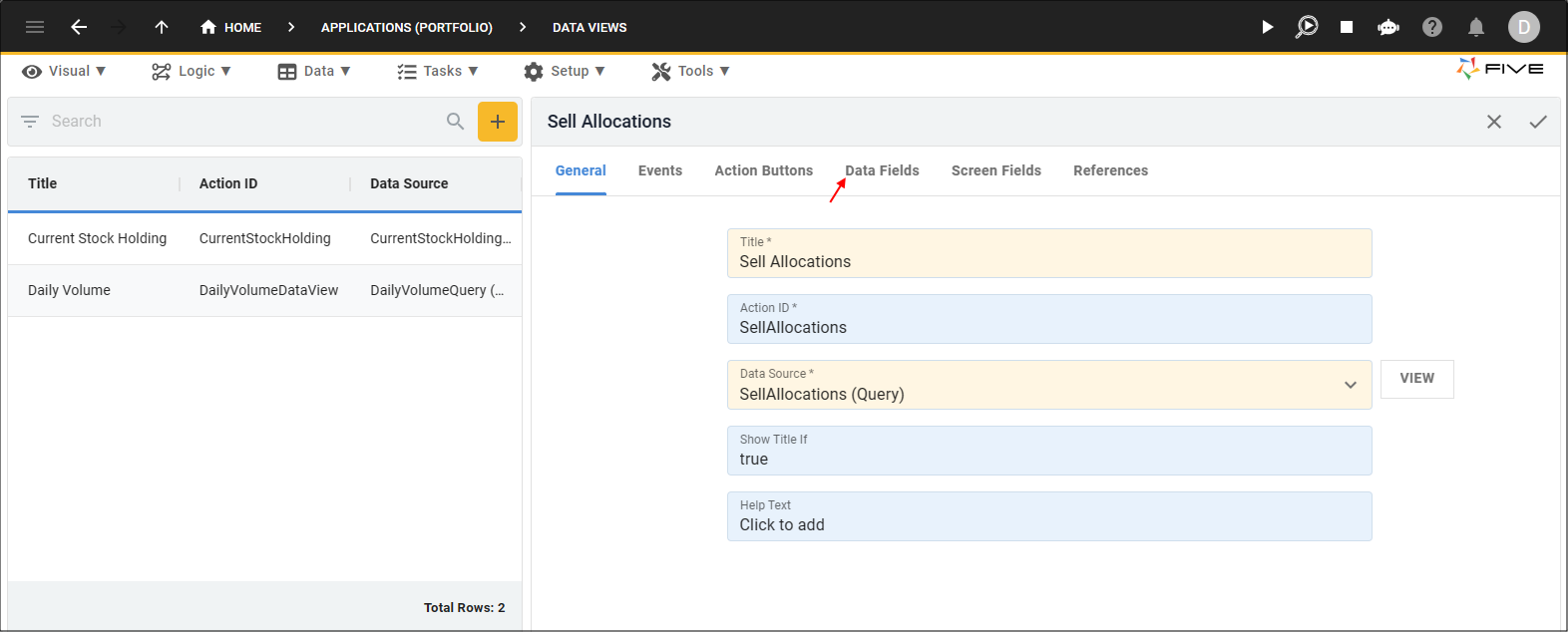 Data Fields Tab