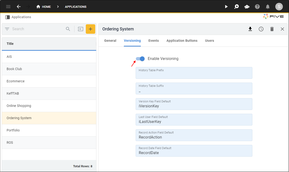 Enable Versioning switch