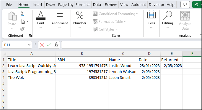 Open the CSV File