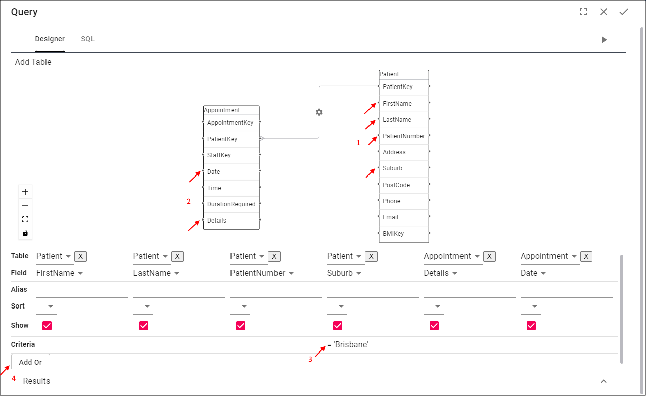 Add Fields and Criteria