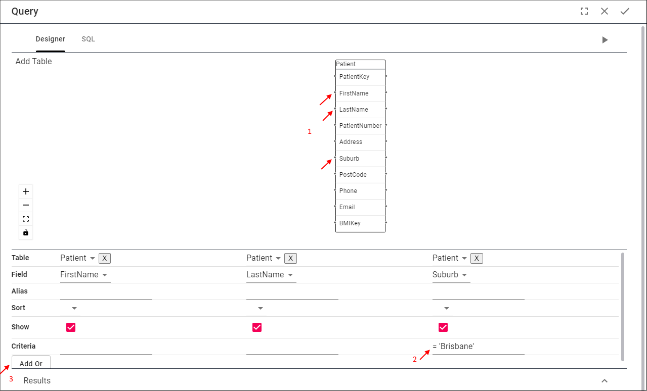 Add Fields and Criteria