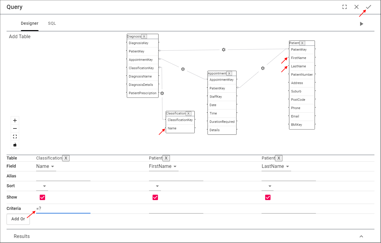 Add Fields, Parameter Placeholder, and Save the Query