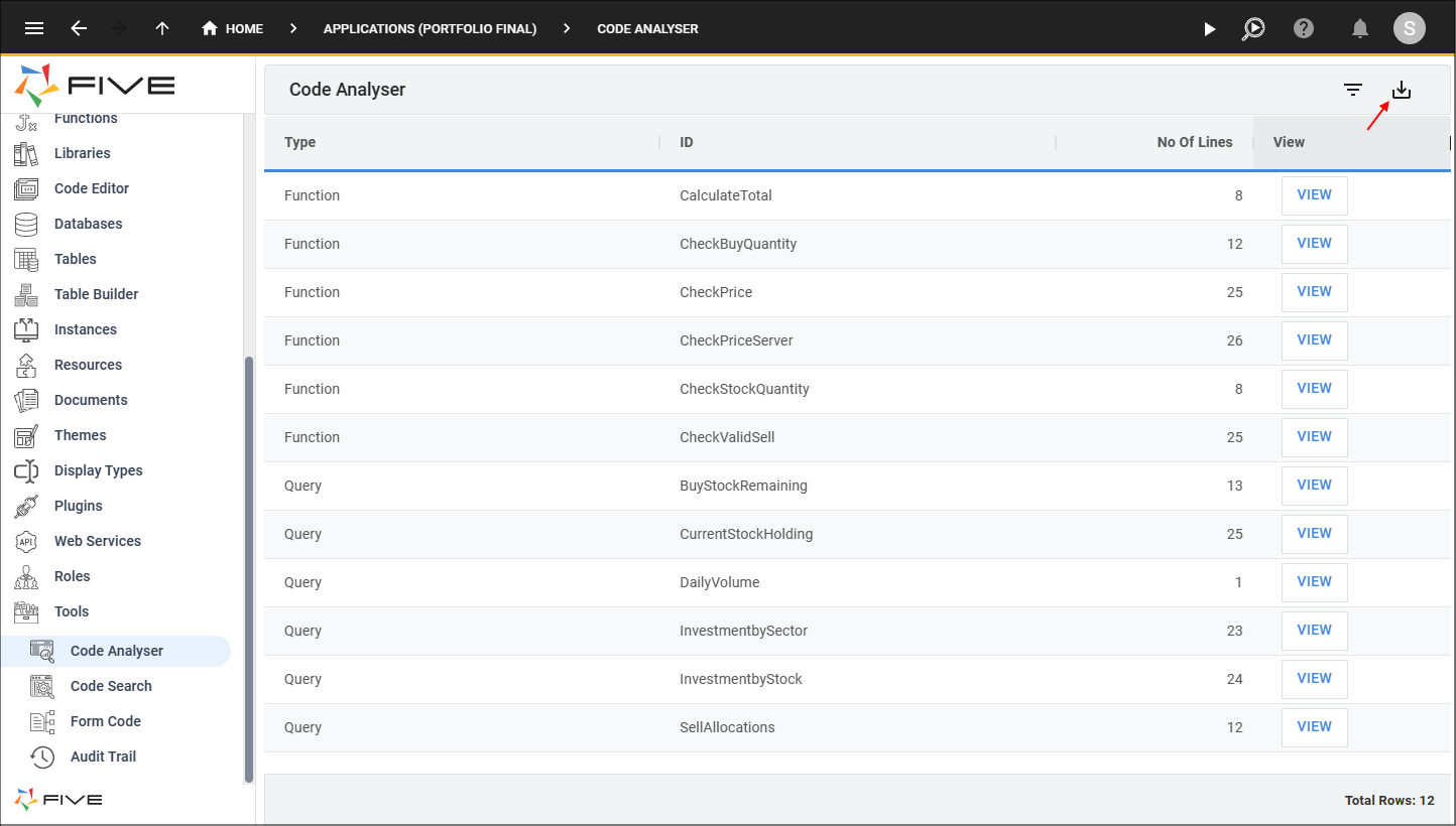 Export to CSV Button