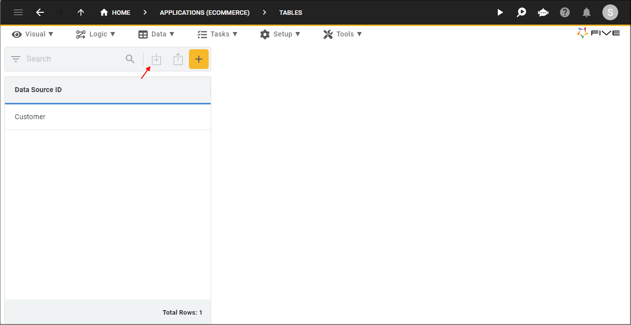 Import CSV into Table button