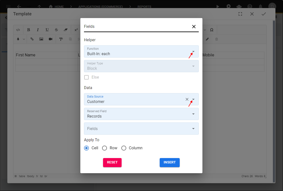 Select function and data source