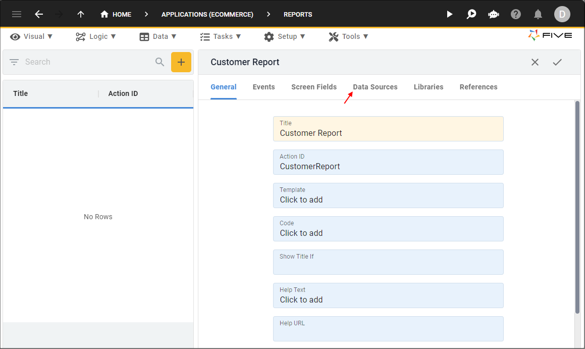 Data Sources tab