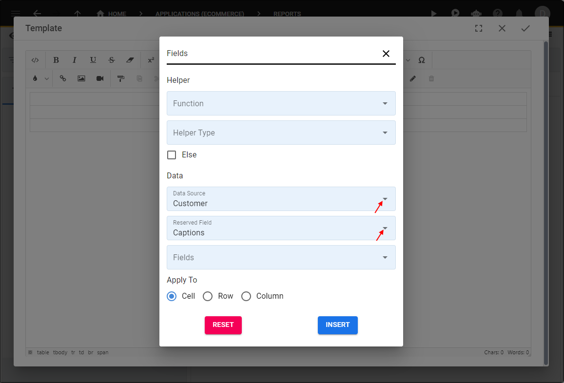 Select the data source and reserved field