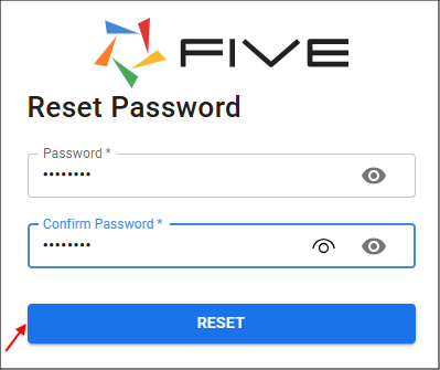 Reset Password window