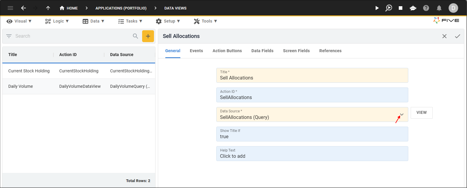 Add the Sell Allocations Data View
