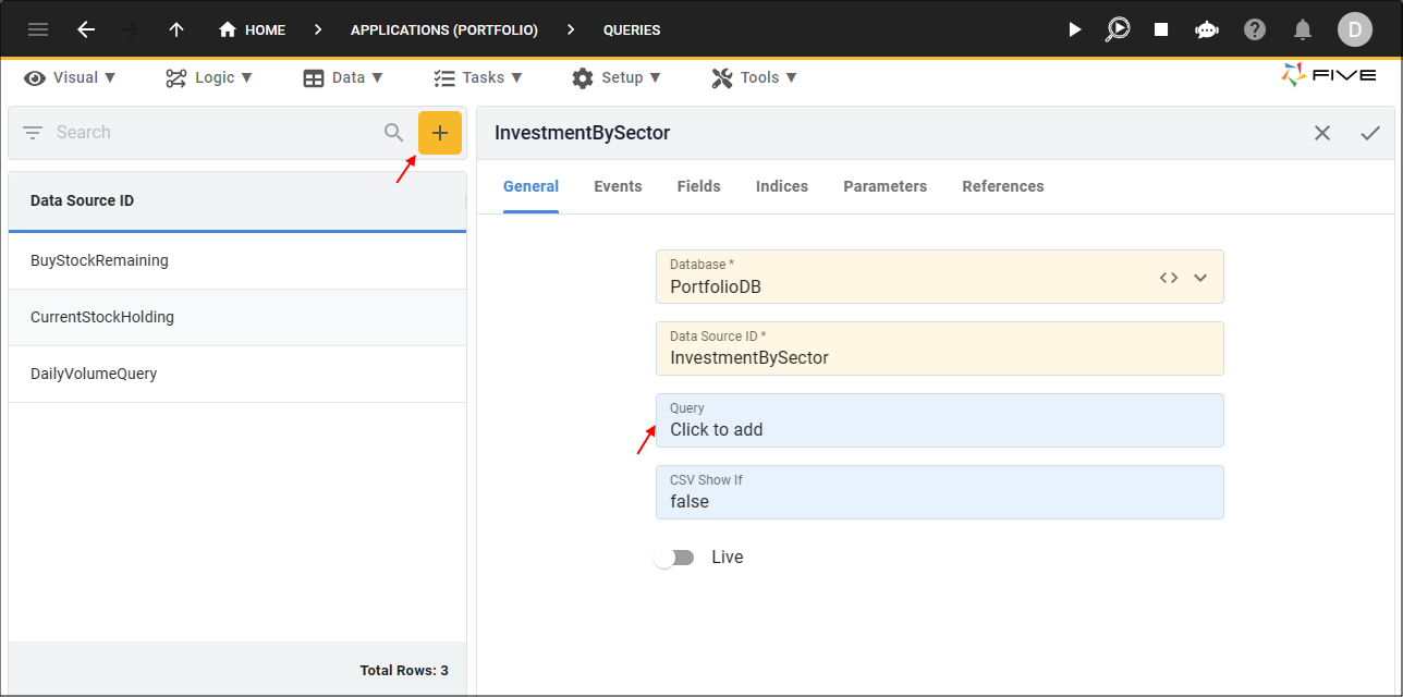 Add the InvestmentBySector Query