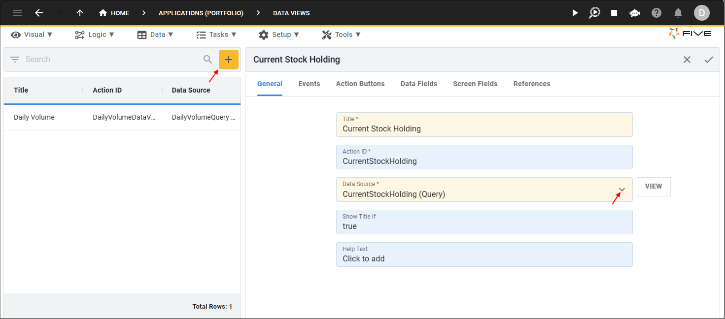 Add the Current Stock Holding Data View
