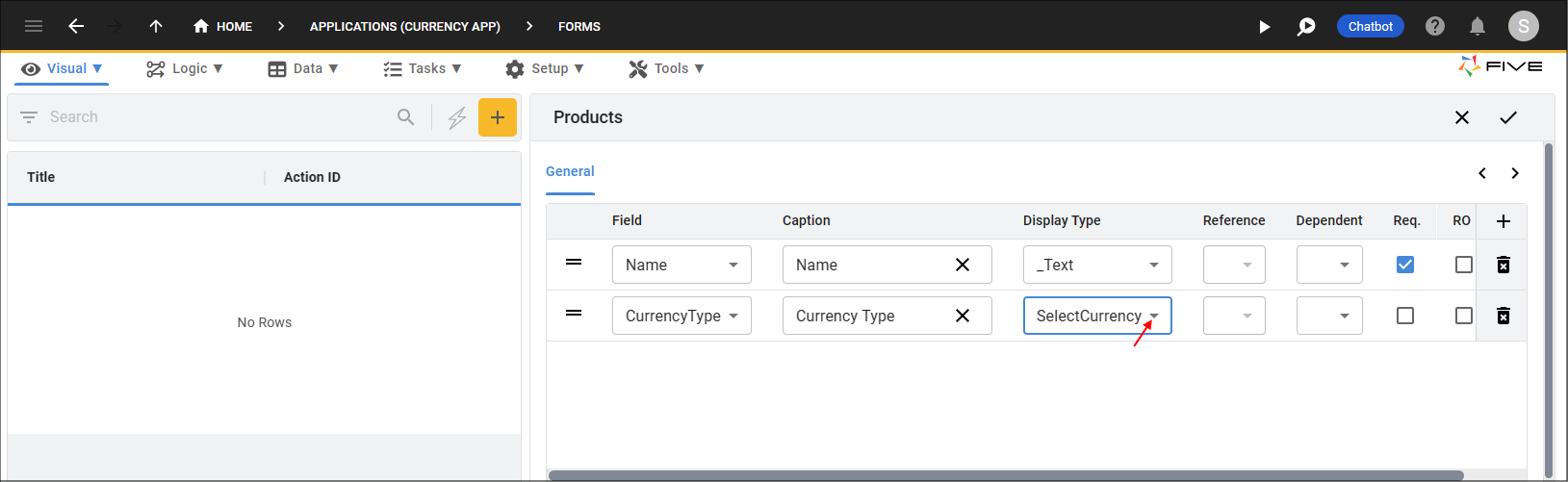 Select the Custom Field Display Type