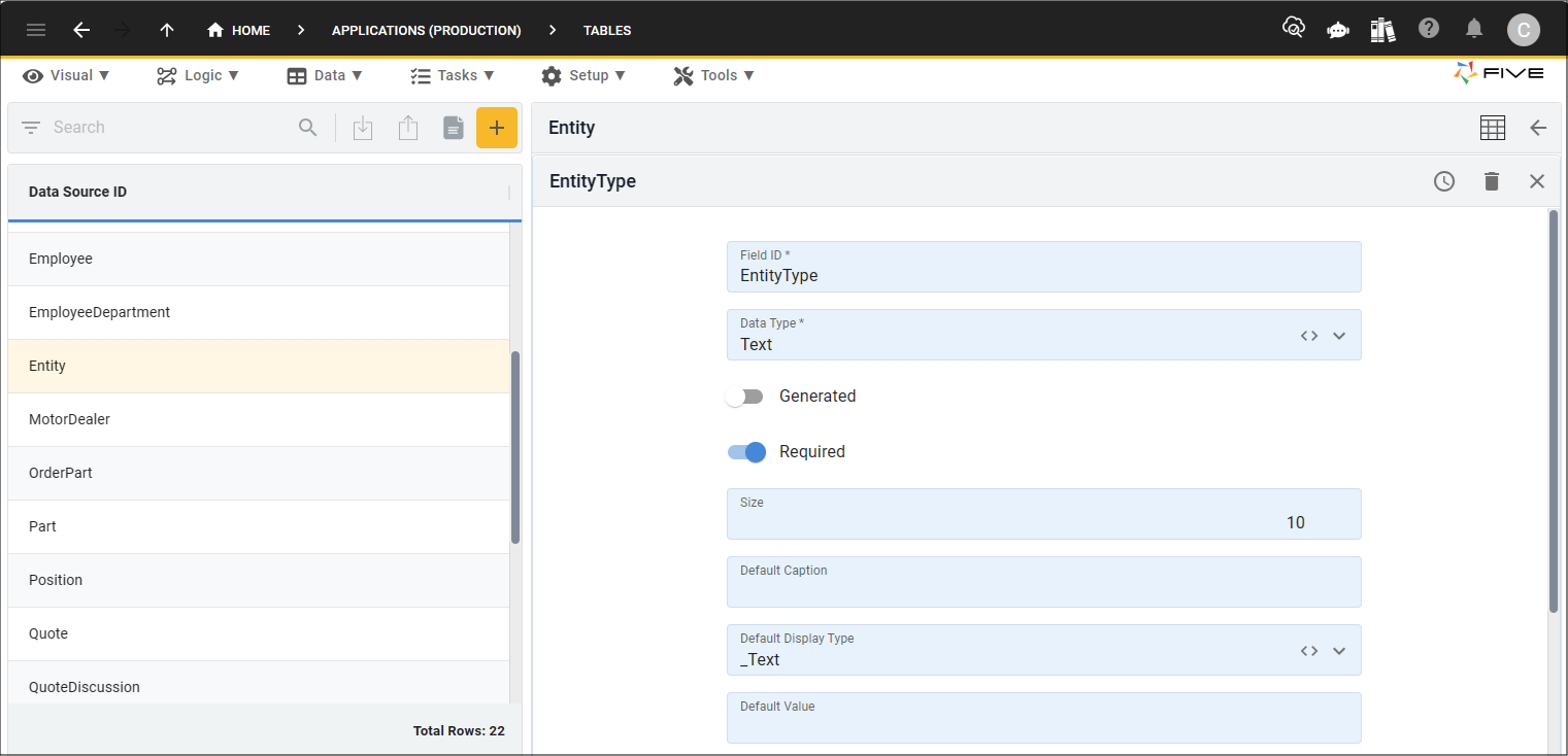 EntityType table field