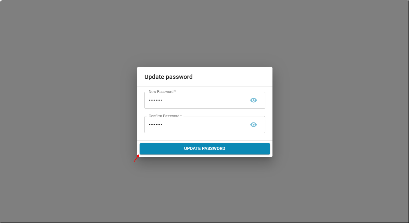 Update Password window