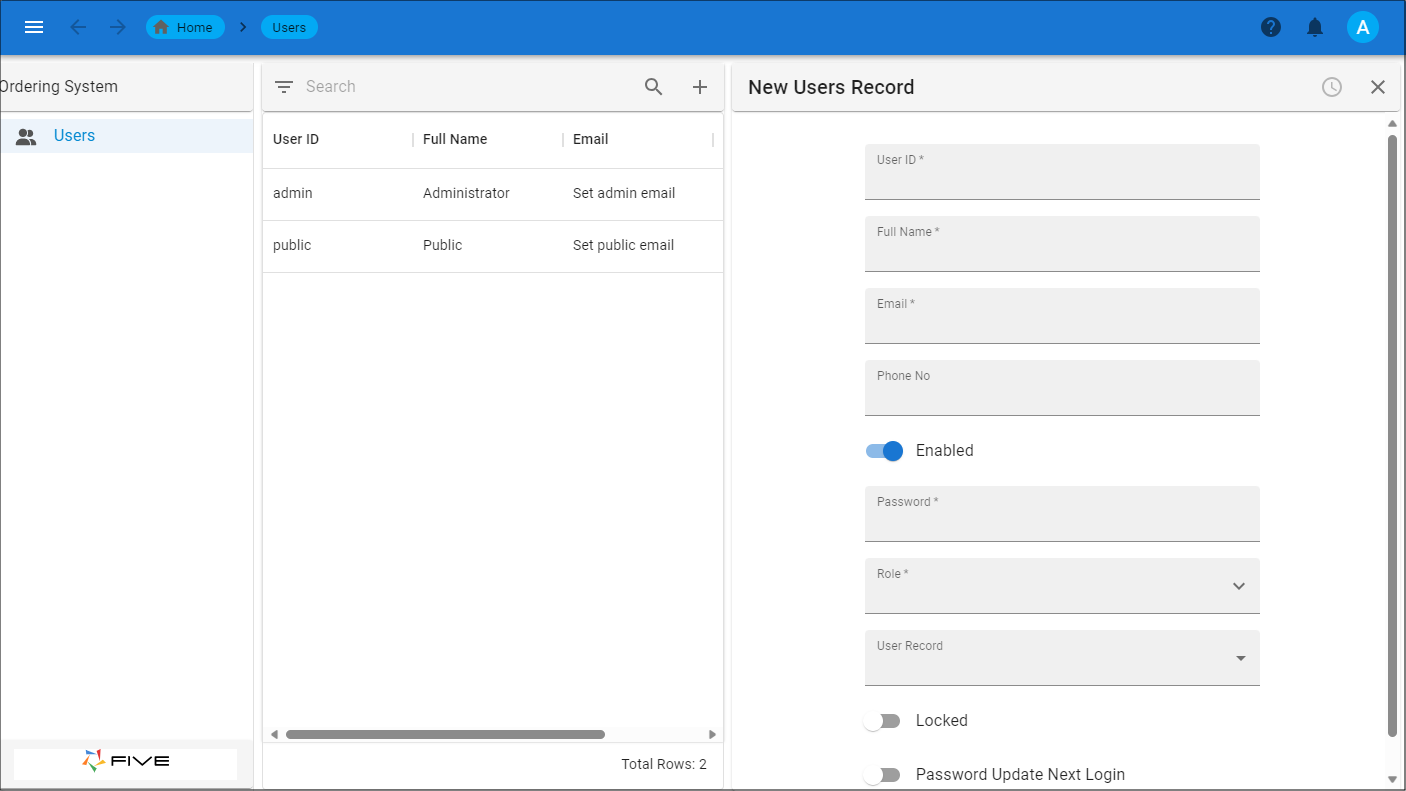 Users form