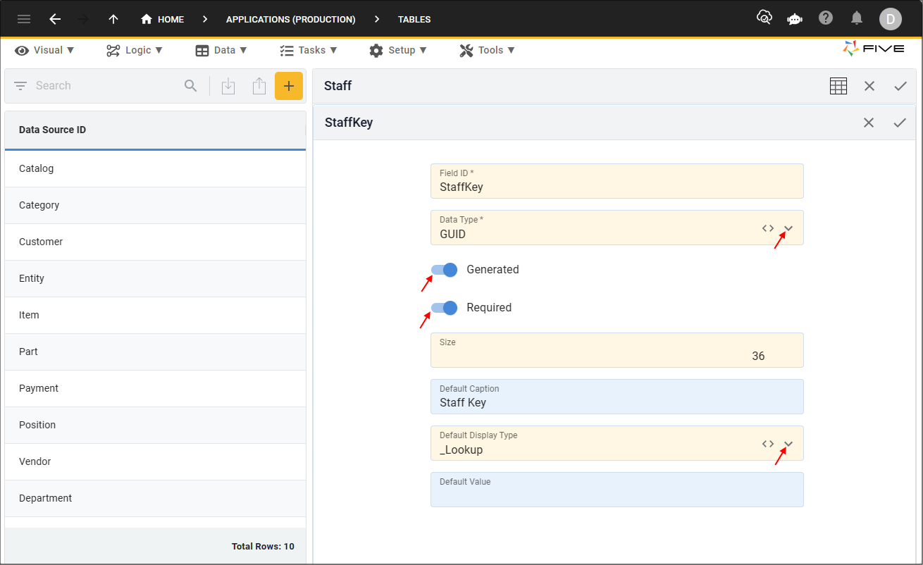 Add the primary key field