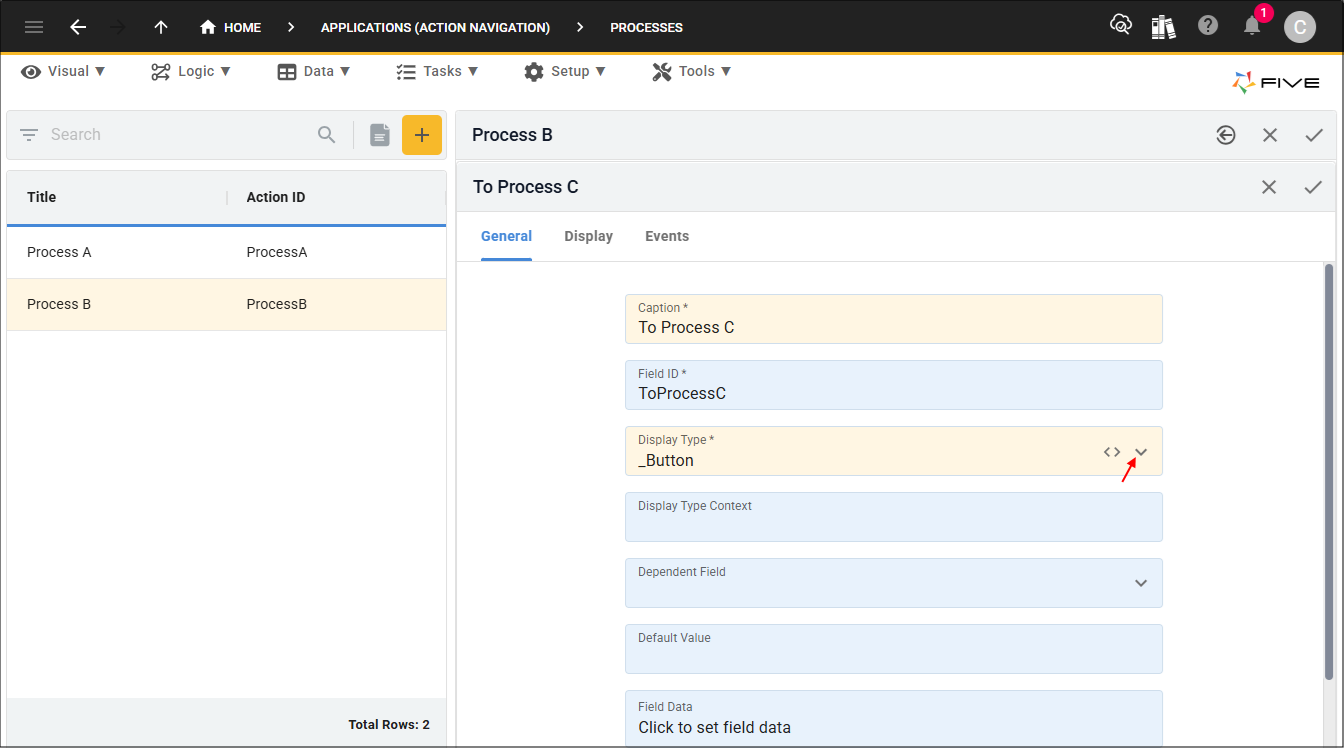 Add To Process C screen field